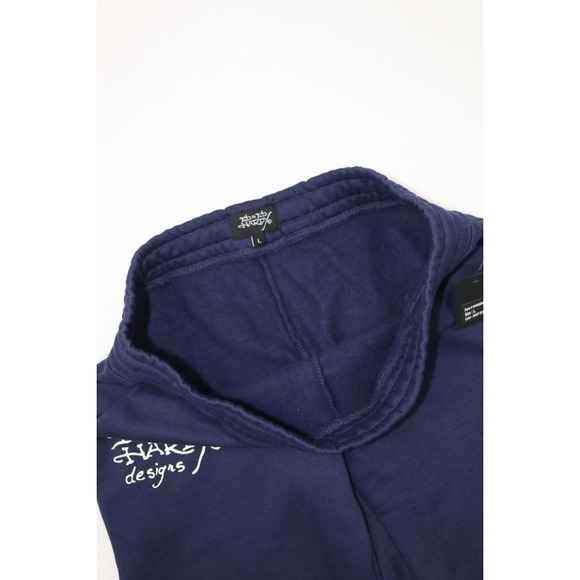 Ed Hardy Womens Broken Hearts  Sweatpants Wide Leg Y2K Navy Eclipse L  Fleece - Picture 9 of 16